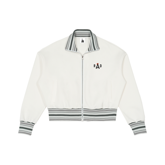 Striped Rib Collar Zip Jacket