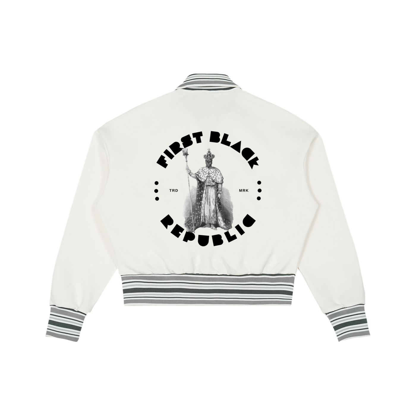 Striped Rib Collar Zip Jacket