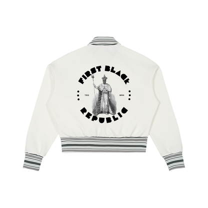 Striped Rib Collar Zip Jacket