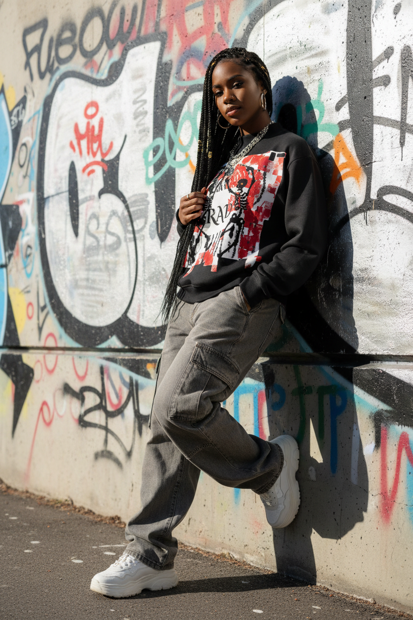 Black Female Model Urban Wall