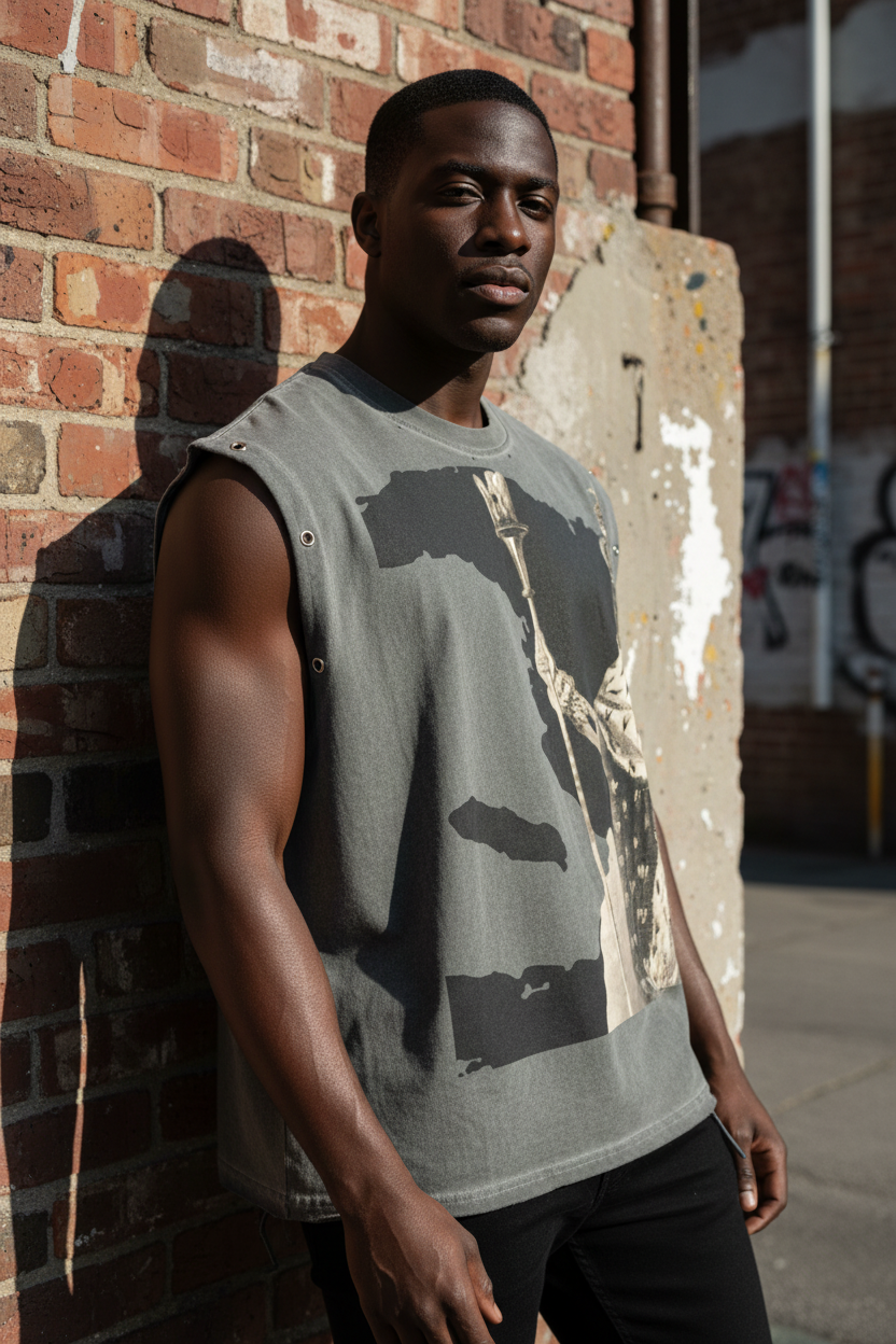 Black Male Model Concrete Backdrop