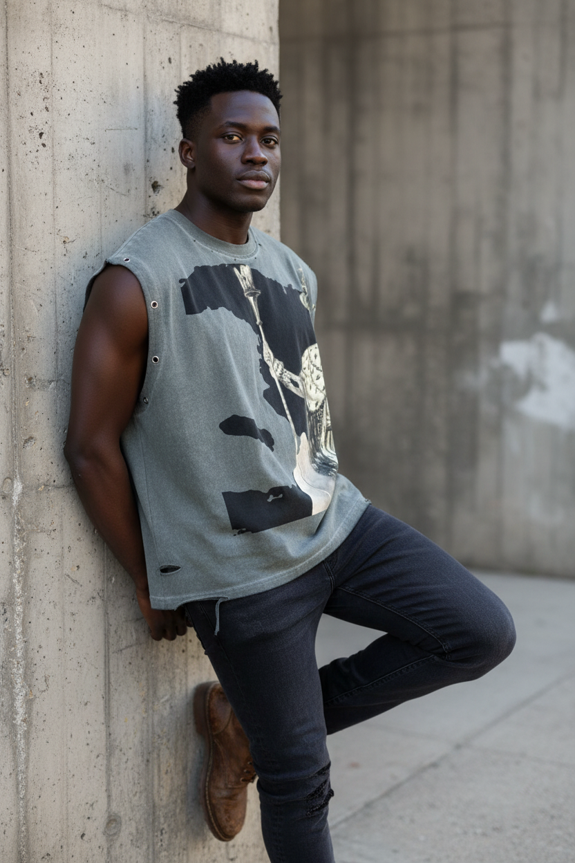 Black Male Model Leaning