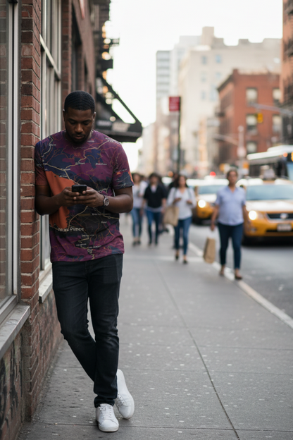 Checking Phone at Storefront