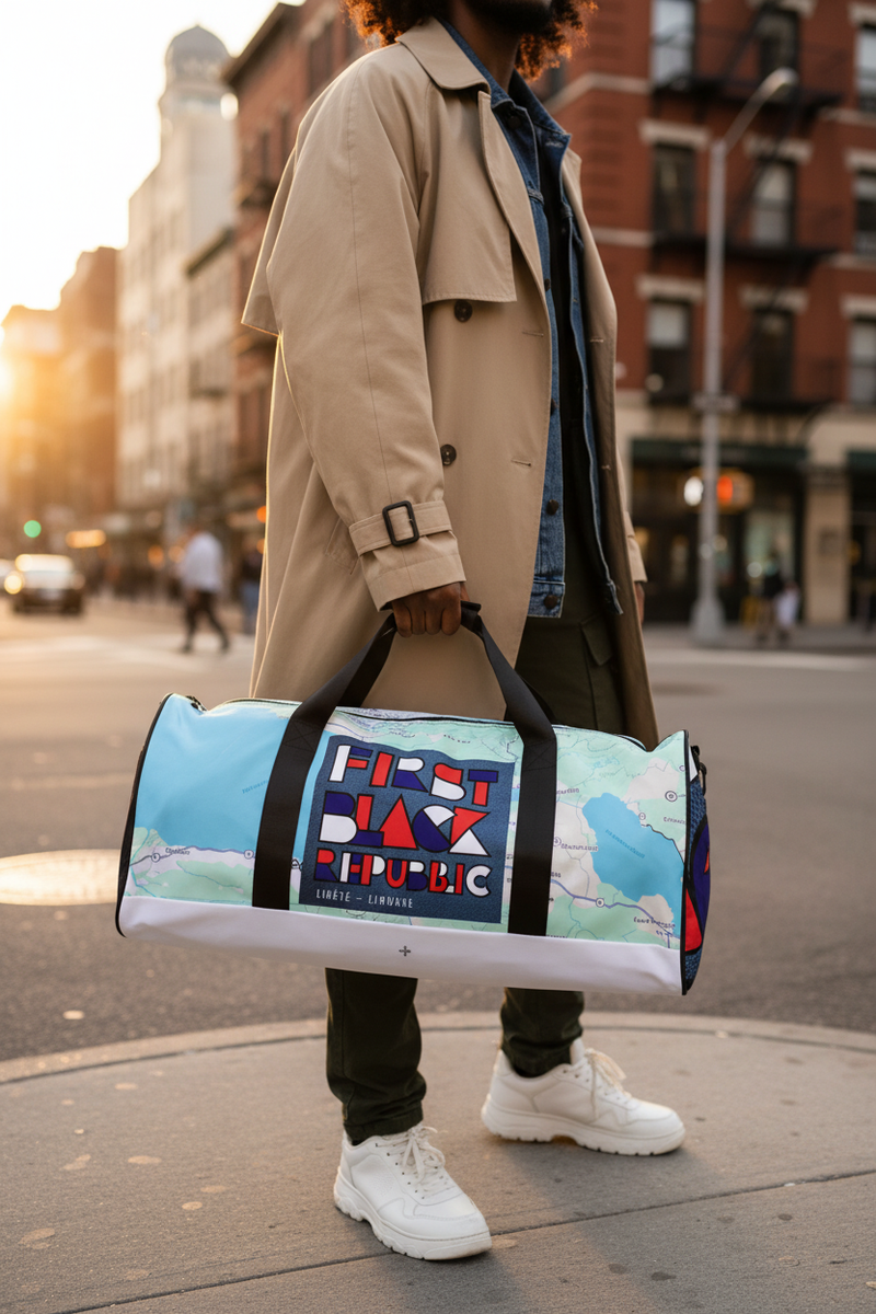 City street corner duffle bag mockup