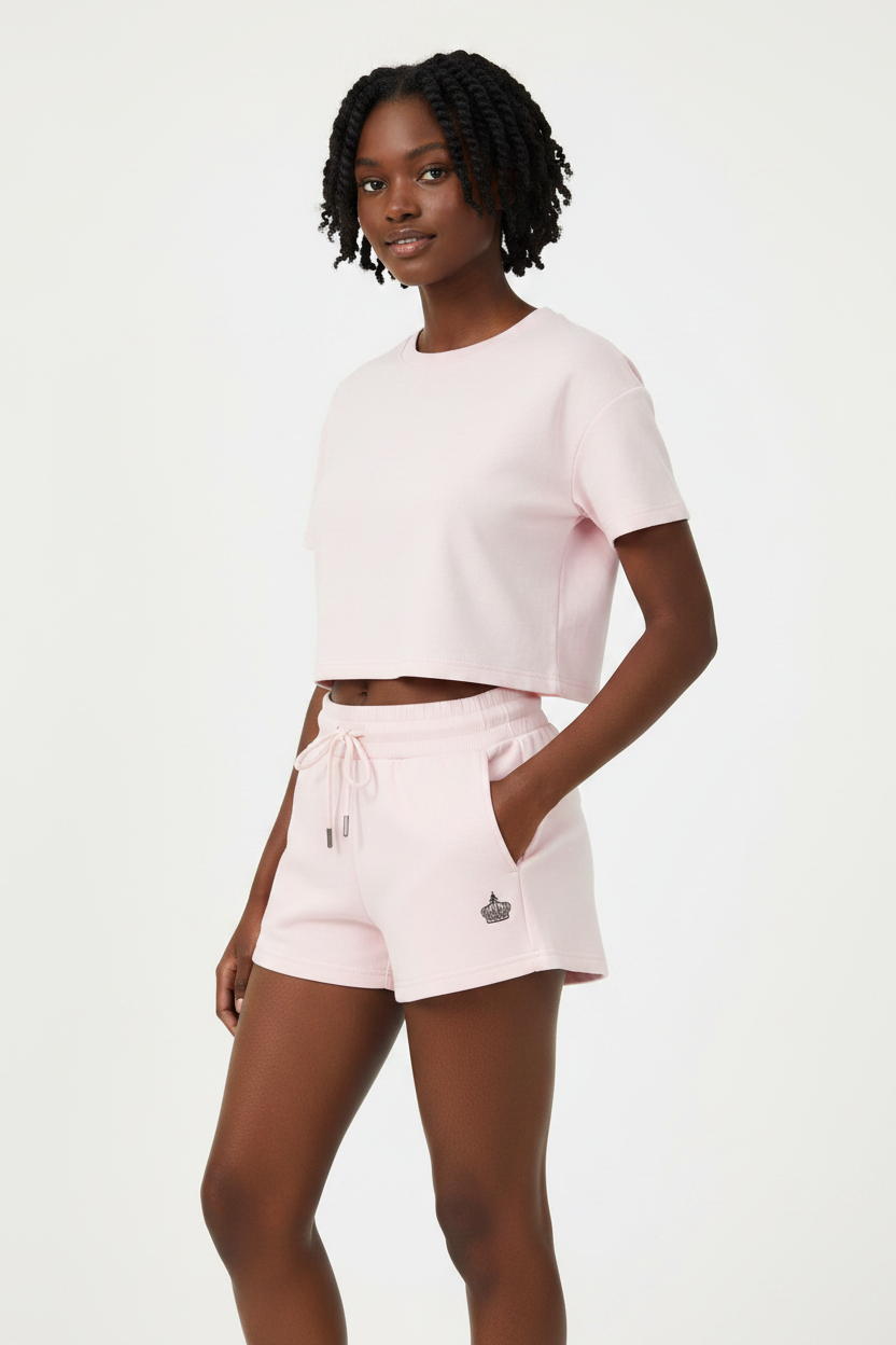 Pink Bamboo Shorts - Black Model