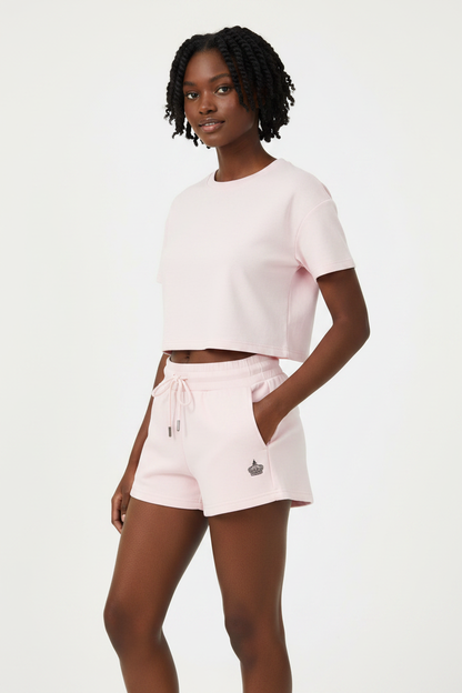 Pink Bamboo Shorts - Black Model
