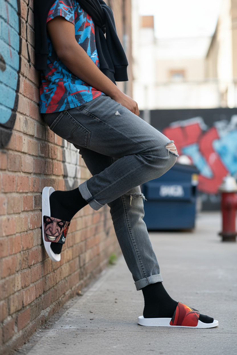 White Sole - Side Angle Black Socks